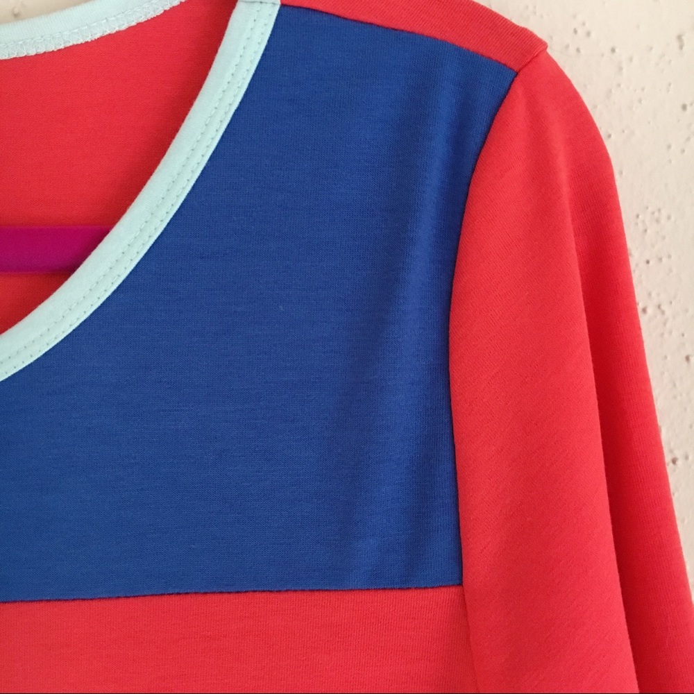 LuLaRoe Julia Dress | Red Blue and Light Blue